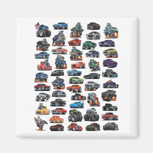 Spierauto's, klassieke auto's, vrachtwagens en een magneet