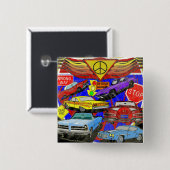 spierballen gisteren vierkante button 5,1 cm (Voorkant /achterkant)