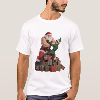 Spierbundel Kerstman Armworstelen met een Elf – Gr T-shirt