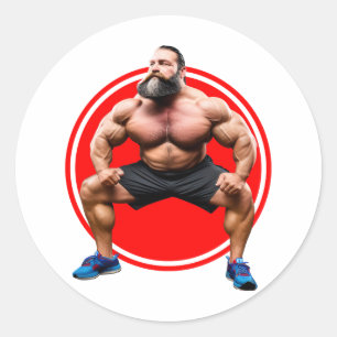 Spierbundel met baard ronde sticker