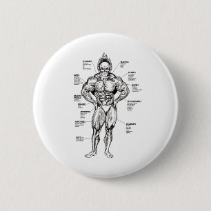 Spierdiagram en Oefengids - Bodybuilding Mot Ronde Button 5,7 Cm