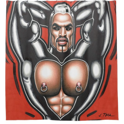 Spieren in Rubber Douchegordijn (Voorkant)