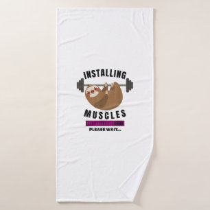 Spieren installeren Luiaard Gewicht heffen Fitness Badhanddoek