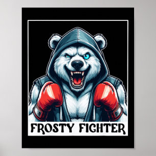 Spierige eenogige Frosty Fighter Boxing Handschoen Poster