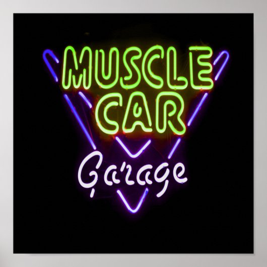 Spierkraag Neon Sign Blauw Groen Poster (Voorkant)
