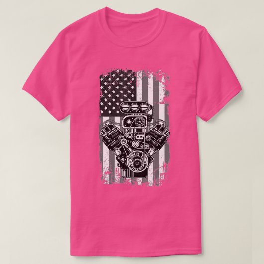  spierkraan Amerikaanse vlag Funny Mech T-shirt (Design voorkant)