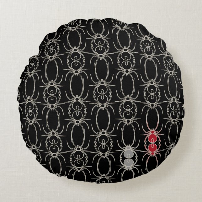 Spiers - Bat Black en Bone White Rond Kussen (Voorkant)