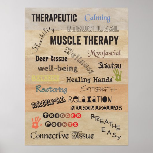 Spiertherapie woorden Poster Kunst (Voorkant)