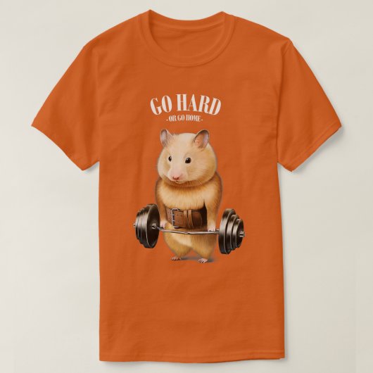 Spiertraining voor hamsters met Barbell Shrug Bar, T-shirt (Design voorkant)