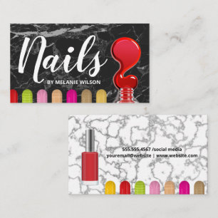 spijkers   Rode nagellak Pour   Geschilderde nagel Visitekaartje