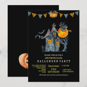 Spijtig schattige kleurfamilie Halloween party Kaart