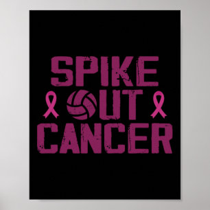 Spike Out Kanker Volleyll Borstkanker Bewustzijn Poster