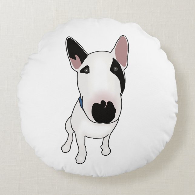 Spike the English Bull Terrier Rond Kussen (Voorkant)
