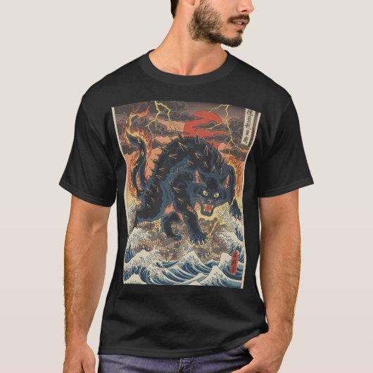 Spiked Kaiju Over Tempest Ocean T-shirt (Voorkant)
