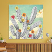 Spiky Cactus Flowers Collage Art Canvas Afdruk (Insitu (Woonkamer))