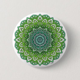 Spiky Green Flower Mandala Ronde Button 5,7 Cm