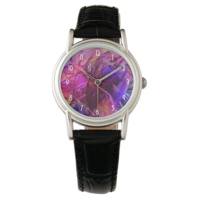 Spiky Shiny Glass scherpt Abstract design Horloge (Voorkant)