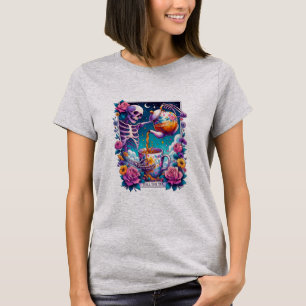 Spill de Tea Skeleton Tarot Kaart T-shirt