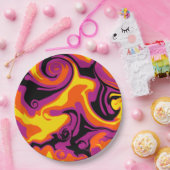 Spill - Oranje, zwart, roze en geel Papieren Bordje (Feest)