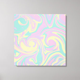 Spill - Pastel roze, geel, Paars en groen Canvas Afdruk