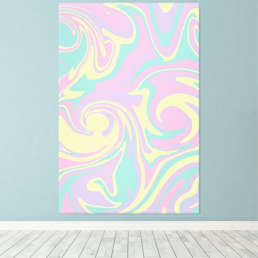 Spill - Pastel roze, geel, Paars en groen Canvas Afdruk (Insitu (Houten vloer))