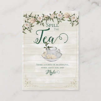 Spill the Tea Bridal Shower Flat Advice Card Advieskaart
