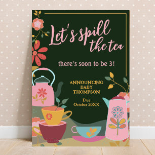 Spill the Tea Leuke Baby Zwangerschapsaankondiging Kaart