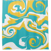 Spill - Turquoise en Yellow Douchegordijn (Voorkant)