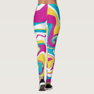 Spill - Turquoise, Geel, Roze en Wit Leggings