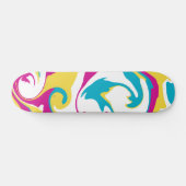 Spill - Turquoise, Geel, Roze en Wit Skateboard (Horizontaal)