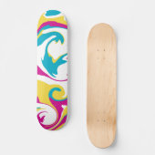 Spill - Turquoise, Geel, Roze en Wit Skateboard (Voorkant)