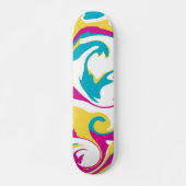 Spill - Turquoise, Geel, Roze en Wit Skateboard (Voorkant)