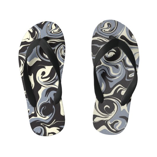 Spill - zwart, grijs en crème kinder teenslippers (Voetbed)