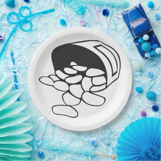 Spilled Beans Black and White Outline Papieren Bordje (Feest)