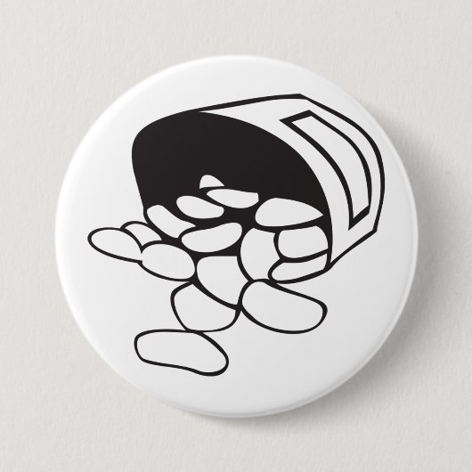 Spilled Beans Black and White Outline Ronde Button 7,6 Cm (Voorkant)