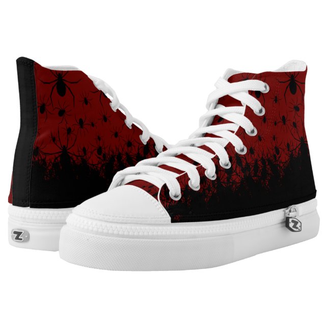 Spin besmet met griepachtige gothic bloed rode hog high top schoenen (Paar)