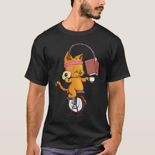 Spin class cats book coffee t-shirt (Voorkant)