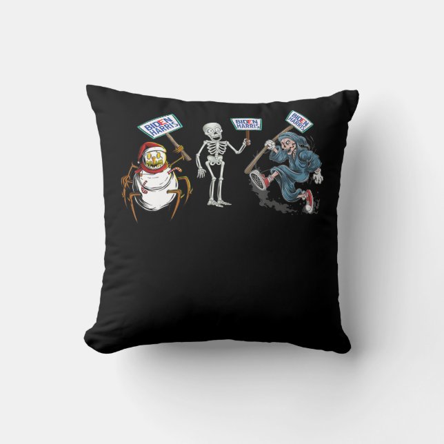 spin |Dode schedel Running Skeleton Snowman Spider Kussen (Voorkant)