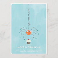 Spin en een cupcake Birthday Party Invitation