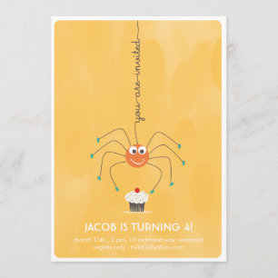 Spin en een cupcake Birthday Party Invitation Kaart