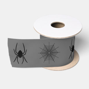 Spin en spinnenwebvormen op grijze Halloween Lint