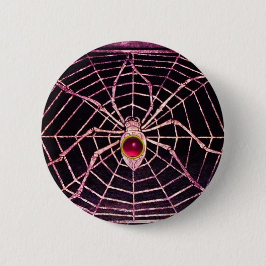 SPIN EN WEB Roze Fuchsia Robijnzwart Ronde Button 5,7 Cm (Voorkant)