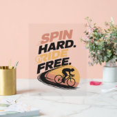 Spin Hard Ride Gratis Fietsen T-shirt Acryl Bord (Huwelijk)