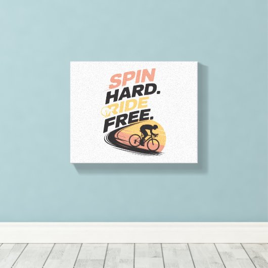 Spin Hard Ride Gratis Fietsen T-shirt Canvas Afdruk (Insitu (Houten vloer))