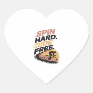Spin Hard Ride Gratis Fietsen T-shirt Hart Sticker
