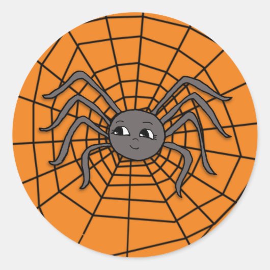 Spin in Spider Web Halloween Spooky Party Ronde Sticker (Voorkant)