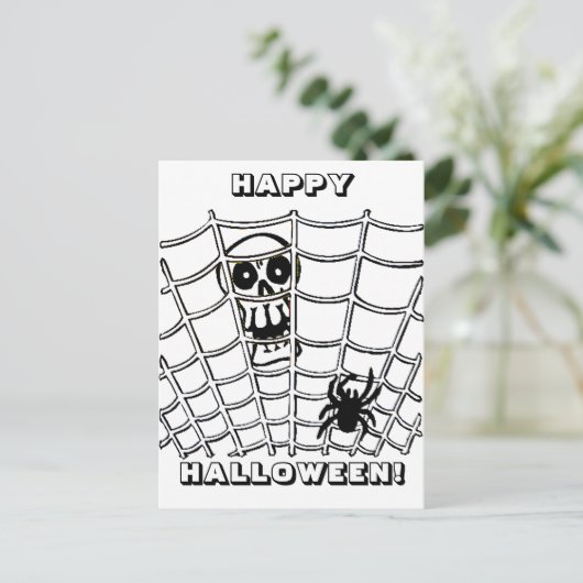 Spin in Web met Skull Briefkaart (Staand voorkant)