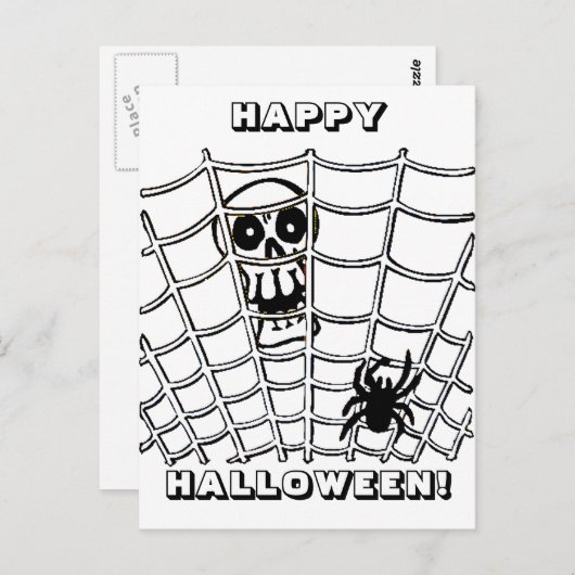 Spin in Web met Skull Briefkaart (Voorkant / Achterkant)