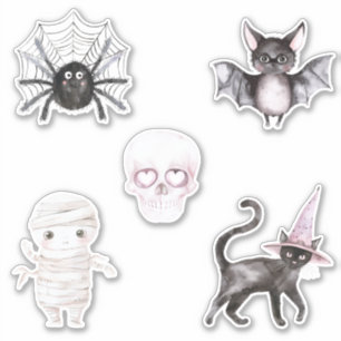 Spin Kaak Vleermuis Kat Mummie Halloween Sticker