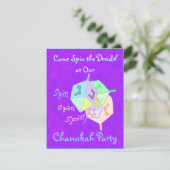Spin Spin Dreidel Chanukah Party Kaart (Staand voorkant)